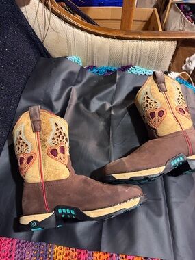 Corral Brown Suede Boots with Tan Embroidered Shaft and Teal Accents